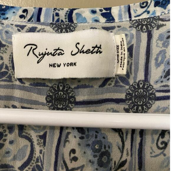 Rujuta Sheth Anthropologie Marie Cinched Kaftan Maxi Dress One Size Resort Beach - Picture 10 of 13